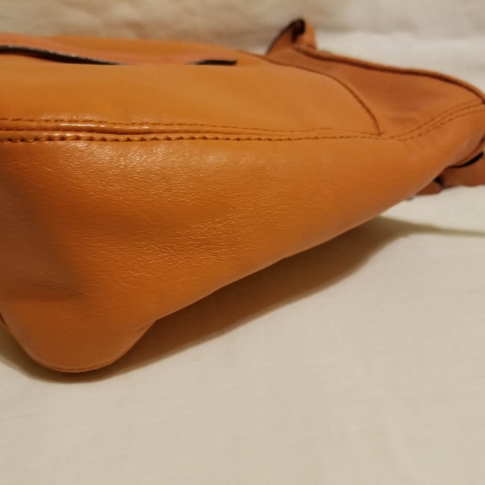 ANN TAYLOR Purse Orange Leather Hobo - Picture 9 of 9